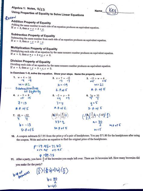 algebra 1 review worksheet | Adcontessa